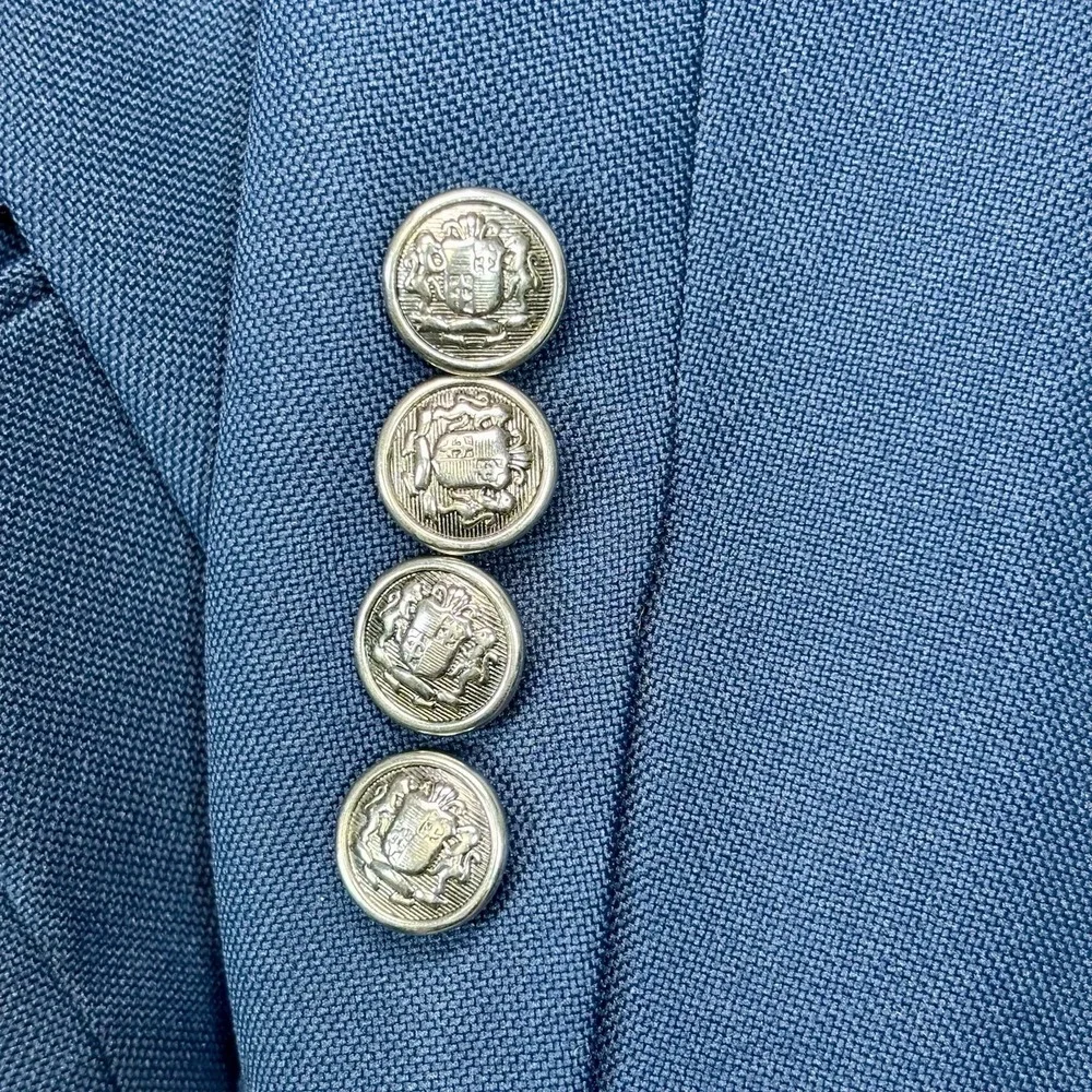 Garson Pierye men's size R42 dark blue silver tone buttons w‎ lions blazer